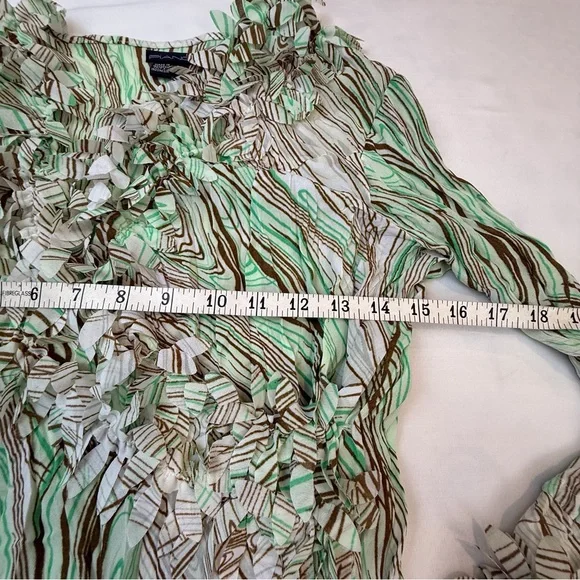 Piano Green Brown Crinkle Blouse - Picture 12 of 16